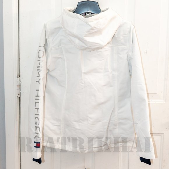 NWT Women's Softshell Hooded Lined Jacket White Tommy Hilfiger - Picture 10 of 11